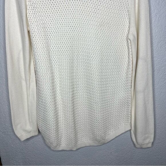 New! Lety & Me Josey Elbow Patch Crew Neck Knit White Women’s Sweaters Sz XL - Picture 5 of 11